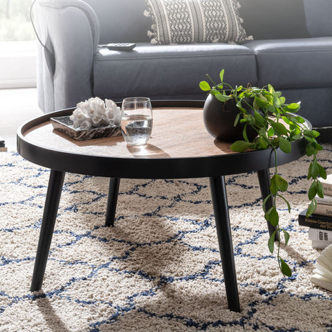 Rootz Couchtisch rund – Schwarzbraun Modernes Design – Großer Wohnzimmertisch – Loungetisch – 76 x 76 x 40 cm 