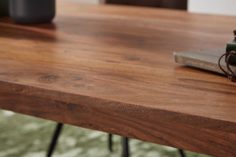 Rootz Dining Table - Sheesham Solid Wood - Designer Kitchen Table - Rustic & Modern - Large Solid Wood Dining Table - 120x77x60cm