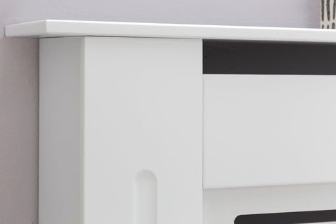 Rootz Radiator Cover - Matt Lacquered - Design Heater Panel - Wood Slats - Protection for Heating Radiator - White - 78x82x19cm