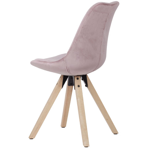 Rootz Soft Dining Set of 2 - Pink - Armrest-Free - Modern Fabric Kitchen Chairs with Wooden Legs - Upholstered Shell Chairs - 110kg Load