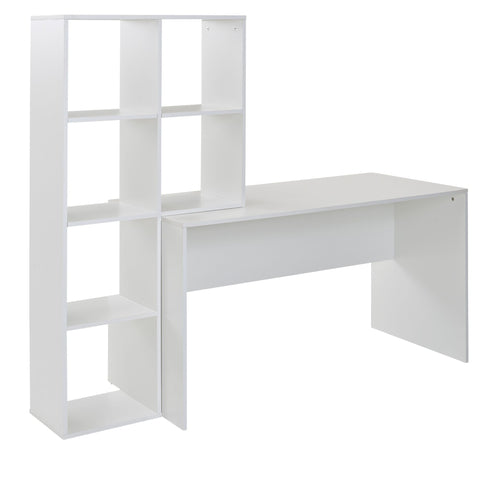 Rootz White Desk with Shelf - Modern Office Table - Laptop Table with 6 Shelves - Home Office Computer Desk with Storage -  170x59x143.5 cm