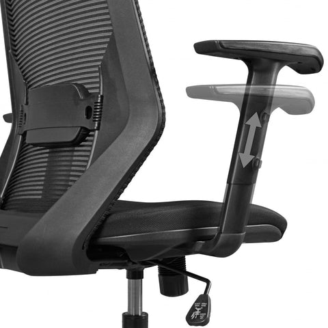 Rootz Office Chair - Black Fabric Desk Chair with Backrest - Height Adjustable Swivel Chair