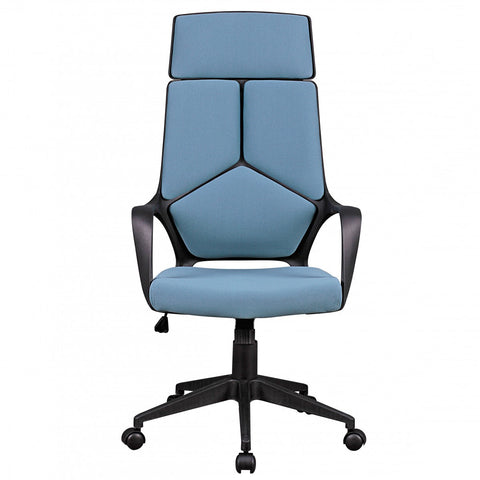 Rootz Office Chair - Blue Fabric - Design Executive Chair - Swivel Chair with Tilt Mechanism and Armrests
