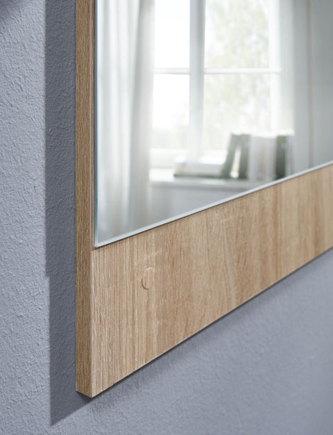 Rootz Wall Mirror - Large Modern Design Hallway Mirror - Hanging Wall Mirror - Modern Wardrobe Mirror - Sonoma Oak - 60x80x1.8 cm
