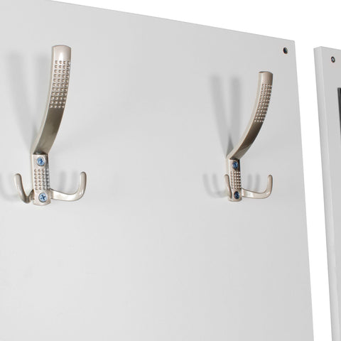 Rootz Wardrobe with Mirror & Shoe Cabinet - White Wall-Mounted - Modern Compact Hallway Wardrobe for Jackets & Shoes