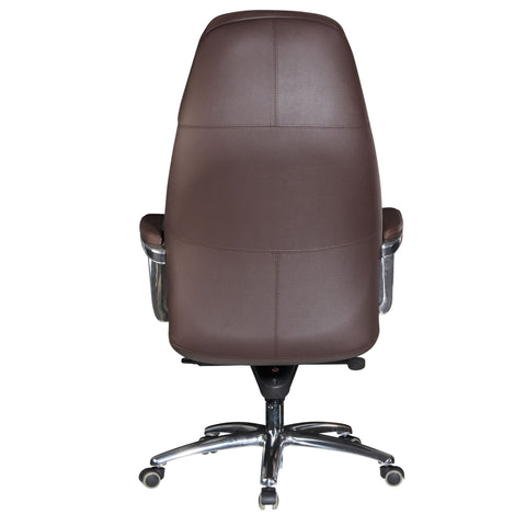 Rootz Executive Chair - Office Chair Cover - Brown Leather Designer - Up to 120kg - XXL Design - Height-Adjustable - Ergonomic Swivel Chair with Armrests & High Backrest - Rocker Function