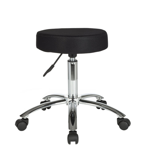 Rootz Work Stool - Black Fabric Design - Ottoman with Castors - Roll Stool - Upholstered - Backrest-Free - XL