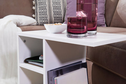 Rootz Holz-Beistelltisch – Design-Beistelltisch für Sofa – kleiner moderner Couchtisch – quadratischer Couchtisch – hoher Sofatisch – Weiß – 50 x 50 x 30 cm 