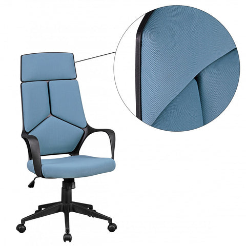 Rootz Office Chair - Blue Fabric - Design Executive Chair - Swivel Chair with Tilt Mechanism and Armrests