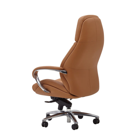 Rootz  Executive Chair - Caramel Leather Designer - Office Chair Cover - Up to 120kg - XXL Design - Height-Adjustable - Ergonomic Swivel Chair with Armrests & High Backrest - Rocker Function