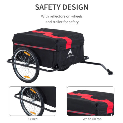 Rootz Transport Trailers For Bicycles - Red, Black - Fabric, Steel - 55.12 cm x 34.65 cm x 23.62 cm