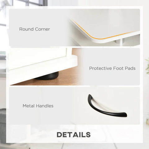 Rootz Computer Desk - White - Chipboard, Steel - 47.24 cm x 21.65 cm x 33.46 cm