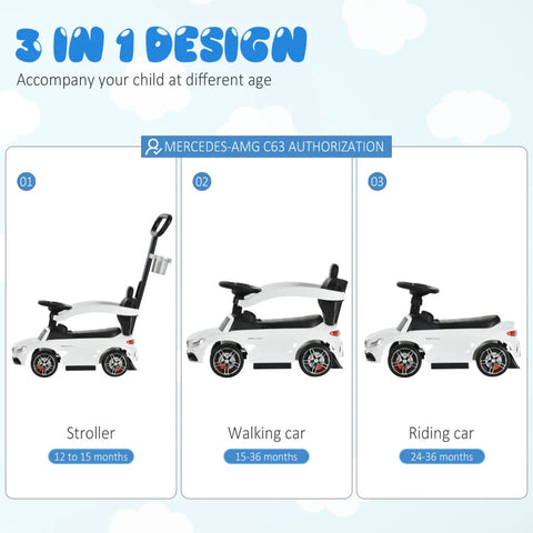 Rootz Children's Car Pushchair - Wit - Pp, Steel - 33.07 cm x 15.74 cm x 5.11 cm