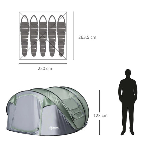 Rootz Camping Tent - Groen, Donkergroen, Grijs - Polyester, Glasvezel, Mesh - 103,74 cm x 86,61 cm x 48,42 cm