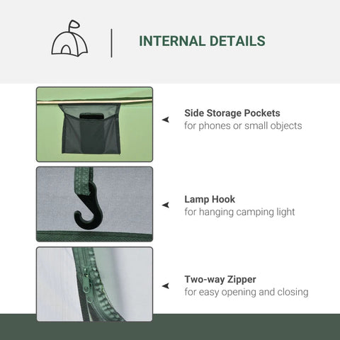 Rootz Camping Tent - Groen, Donkergroen, Grijs - Polyester, Glasvezel, Mesh - 103,74 cm x 86,61 cm x 48,42 cm