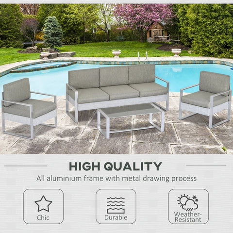 Rootz 4 pcs. Garden furniture - Gray - Aluminium, Polyester, Foam - cm x 72.44 cm x 32.28 cm