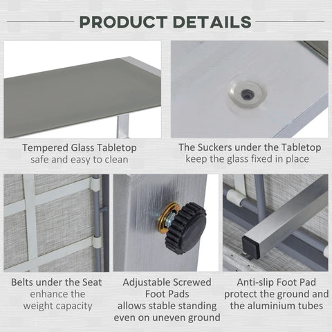 Rootz 4 pcs. Garden furniture - Gray - Aluminium, Polyester, Foam - cm x 72.44 cm x 32.28 cm
