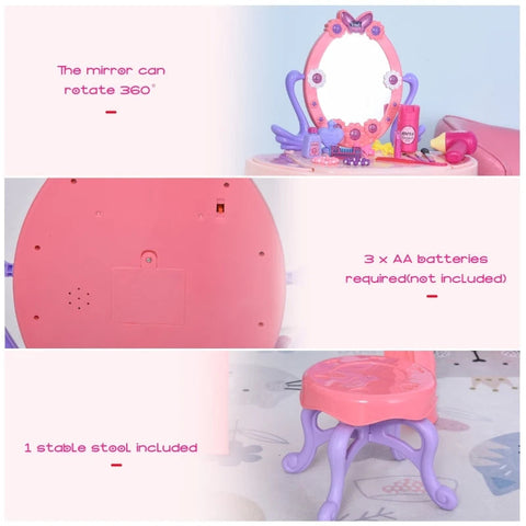 Rootz Children's Dressing Table - Pink - Plastic - 19.48 cm x 9.25 cm x 27.36 cm