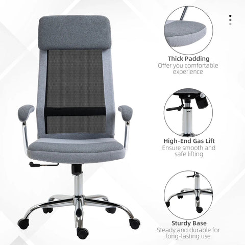 Rootz Office Chair with Ergonomic Design - Light Grey, Black - Foam, Nylon, Steel - cm x 25.59 cm x 46.85 cm