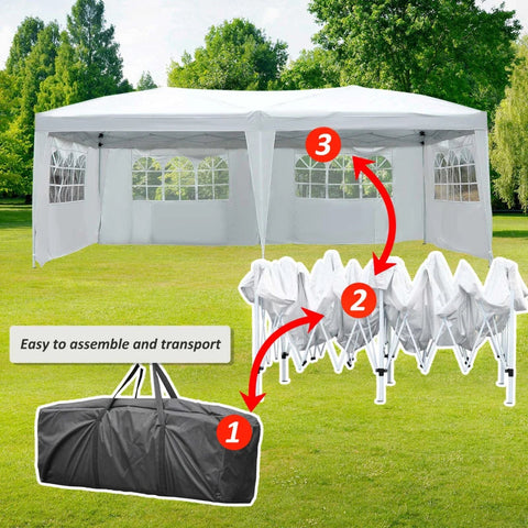 Rootz Folding Pavilion Party Tent - Wit - Staal, Stof - 232,68 cm x 116,93 cm x 100,39 cm