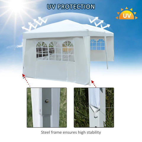 Rootz Folding Pavilion Party Tent - Wit - Staal, Stof - 232,68 cm x 116,93 cm x 100,39 cm