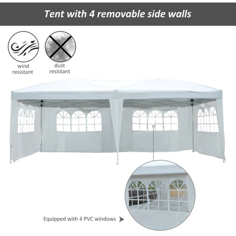 Rootz Folding Pavilion Party Tent - Wit - Staal, Stof - 232,68 cm x 116,93 cm x 100,39 cm