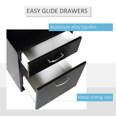 Rootz Desk Computer Table - Black - Manufactured Wood, Metal - 53.93 cm x 21.65 cm x 36.22 cm