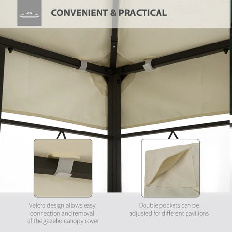 Rootz Replacement Roof for Metal Garden Gazebo - Cream - Polyester - 118.11 cm x 157.48 cm x cm