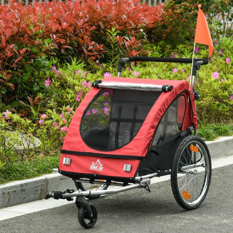 Rootz Bike Trailer - Children's Trailer - Child Bike Trailer - Foldable Bike Trailer - 360° Rotatable - Rain Cover - Red/Black - 160 x 84 x 106 cm