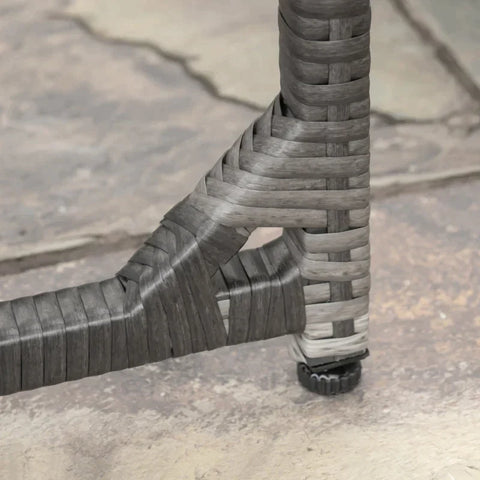 Rootz Tuinset - Poly Rotan Eetset - Tafel - Stoel - Krukken - Kussens - Metaal - Polyester - Grijs - 109 cm x 109 cm x 72 cm