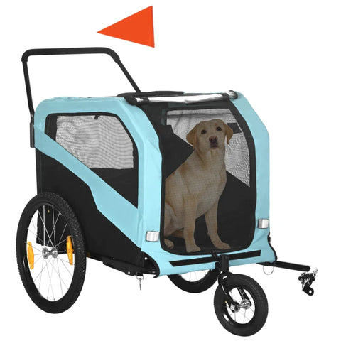 Rootz 2in1 Dog Trailer - Sliding Function - 2 Entrances - Mesh Window - Sun Protection - Steel Frame - Light Blue - 170 x 77 x 90 cm