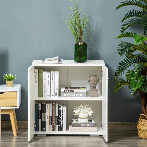 Rootz Storage Cabinet - Freestanding Storage Cabinet - With 2 shelves - White - 70cm x 39cm x 70cm