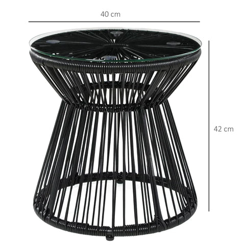 Rootz Garden Table - Boho Style Garden Table - Weather Resistant - PE Rattan - Black - 40cm x 40cm x 42cm