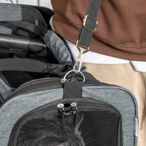 Rootz 3-in-1 huisdierentrolley - transporttas voor huisdieren - huisdierenauto - telescopisch handvat - 2 zakken - grijs + zwart - 50L x 31B x 37H cm