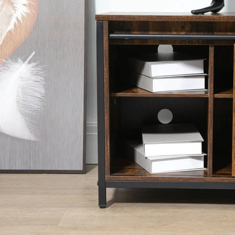 Rootz TV-meubel - TV-meubel Met Schuifdeuren - In Industrieel Design - Spaanplaat - Bruin + Zwart - 120 x 40 x 54cm