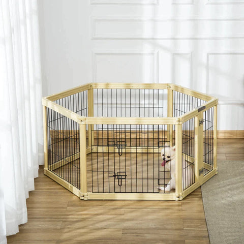 Rootz Pet Box - Dierenbox - Puppy Box - 6 Roosters - Hout/Plastic Composites/Staaldraad - Zwart/Metaal - 420L x 62H cm