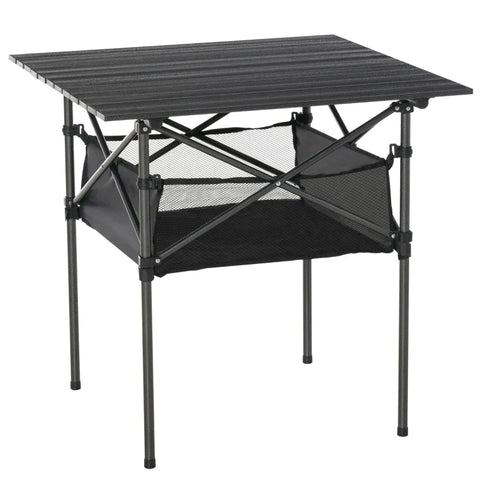 Rootz Garden Table - Aluminum Folding Table - Camping Table With Storage Bag - Portable For Garden Beach Picnic - Charcoal Grey - 70 cm x 70 cm x 69 cm