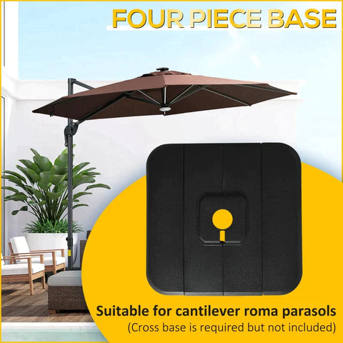 Rootz Weight Plates - Parasol Weight - Umbrella Stand Weights - Sand Water Filled - Black -  98 x 98 x 13 cm
