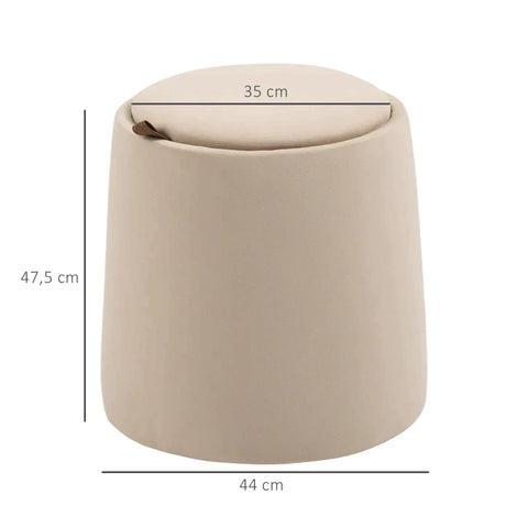 Rootz 2-in-1 Stool - Coffee Table - Velvet Look - Including Storage Space And Removable Lid - Beige - Ø44 cm x 47.5 cm