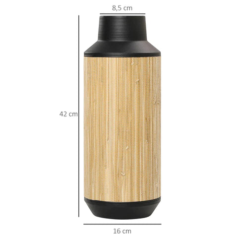 Rootz Flower Vase - Dried and Artificial Flowers Pampas - Grass Decor - Non-Slip Base - Black - 16 x 16 x 42 cm