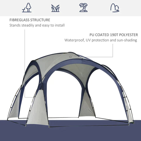 Rootz Camping Tent - Garden Tent - Party Tent - Gazebo Party Tent - Cream/Blue - 3.5x3.5m