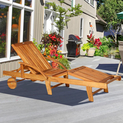 Rootz Sun Lounger - Garden Lounger - Tami Sunlounger - Relaxation Lounger - Deck Chair - Garden Furniture - Foldable Adjustable - Natural - 195 x 70 x 56-88 cm