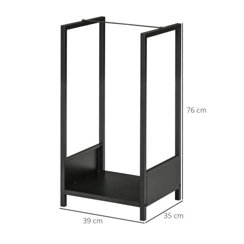 Rootz Firewood Rack - Up To 50 Kg - Powder-coated Steel - Powder Coating - Indoor+outdoor - Steel - Black -  39 x 35 x 76 cm