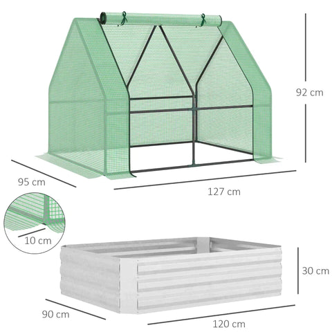 Rootz Greenhouse - Foil Greenhouse - Garden Verhoogd Bed - Cold Frame - Met Roldeur - Groen - 127 x 95 x 92 cm