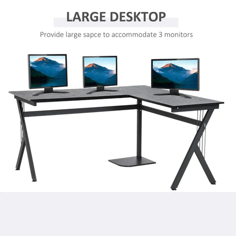 Rootz Desk - Computer Desk - L-shaped Corner Desk - Corner Desk - Office Table - Black - 155 x 130 x 76cm