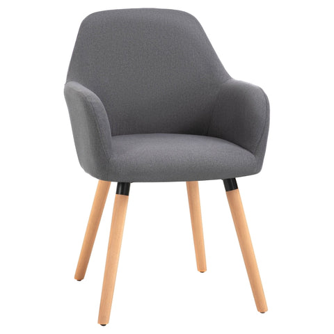 Rootz Dining Chair - Kitchen Chair - Armchair - Living Room - Wooden Legs - Dark Gray/Natural - 56 cm x 60 cm x 85 cm