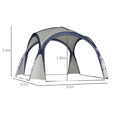 Rootz Camping Tent - Garden Tent - Party Tent - Gazebo Party Tent - Cream/Blue - 3.5x3.5m