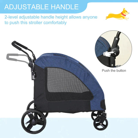 Rootz Pet Trolley - Pet Stroller - Pet Buggy - Dog Buggy - Dog Trailer - Pet Trailer - Blue\Black - 98 x 82 x 110 cm