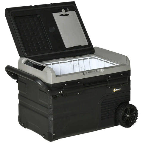 Rootz Portable Fridge - Car Fridge - Fridge - Camping Fridge - Travel Fridge - Cool Box - 40l With Led Lighting - With Handles Transport - Grey/Black