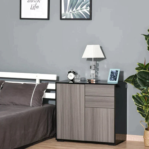 Rootz Cabinet - Standing Cabinet - Storage Cabinet - Cabinet Chest - Light Grey/Black - 79 x 36 x 74 cm